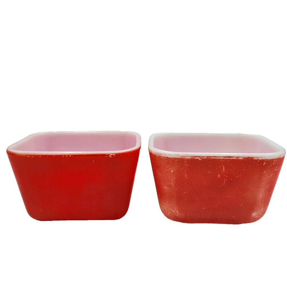 Pyrex Refrigerator Storage Dish Red Fridgie 501-B Set Of 2 Read